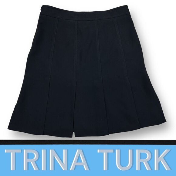 Trina Turk Women's Pleated Casual Skirt High Waisted Black Size 2 - Picture 1 of 8